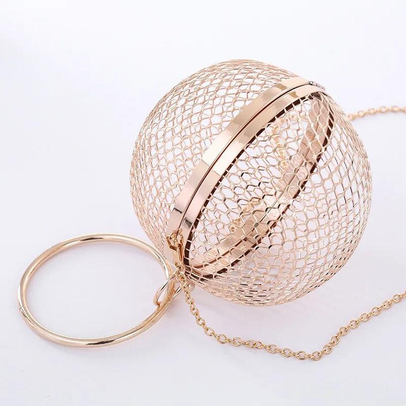 Vintage Hollow Out Evening Bag Mini Handbag Clutch Circular Cage Q3