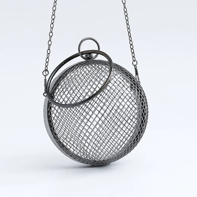 Vintage Hollow Out Evening Bag Mini Handbag Clutch Circular Cage Q3
