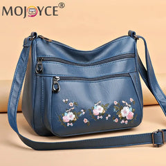 Vintage Flower Embroidery Crossbody Bag Travel Handbag