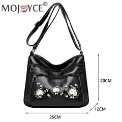 Vintage Flower Embroidery Crossbody Bag Travel Handbag