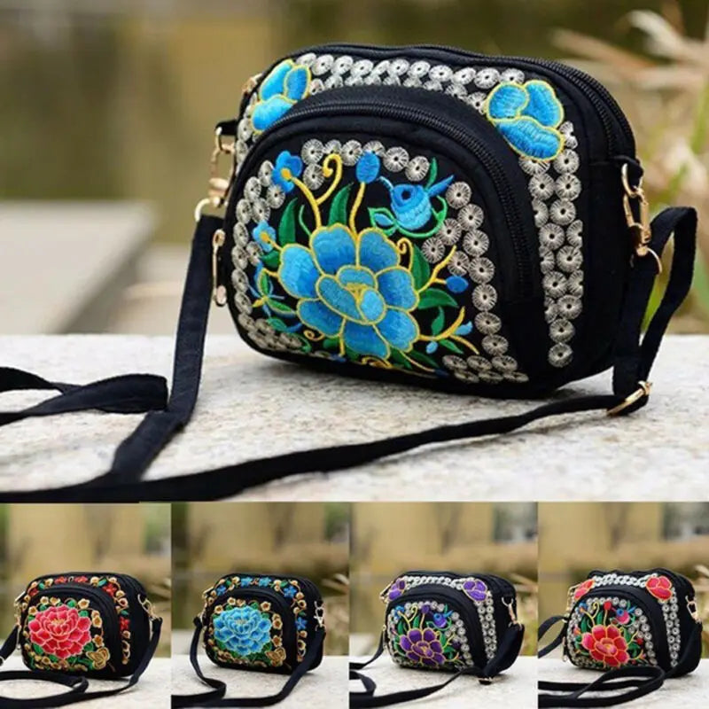 Vintage Women Handbag Hmong Tote Messenger Ethnic Shoulder Bag Embroidery Boho