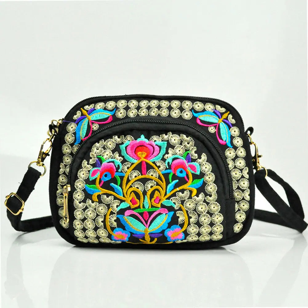 Vintage Women Handbag Hmong Tote Messenger Ethnic Shoulder Bag Embroidery Boho