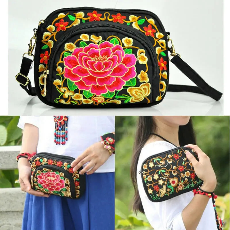 Vintage Women Handbag Hmong Tote Messenger Ethnic Shoulder Bag Embroidery Boho