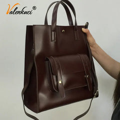 Vintage Women Handbag Large Capacity PU Leather Shoulder Bag