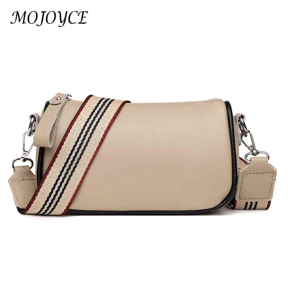 Vintage Women Handbags Wide Strap Ladies Crossbody Bags Solid Texture Soft