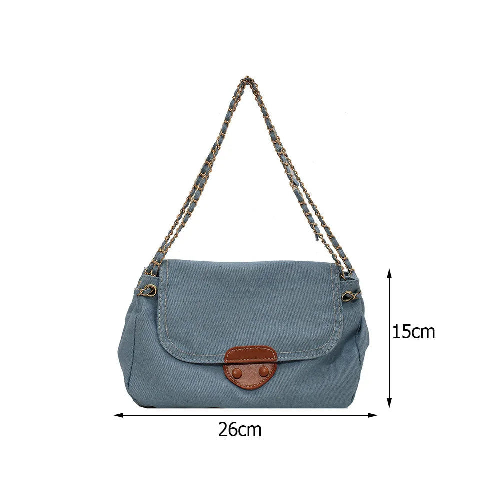Vintage Women Denim Shoulder Crossbody Messenger Bag Flap Purse Handbags