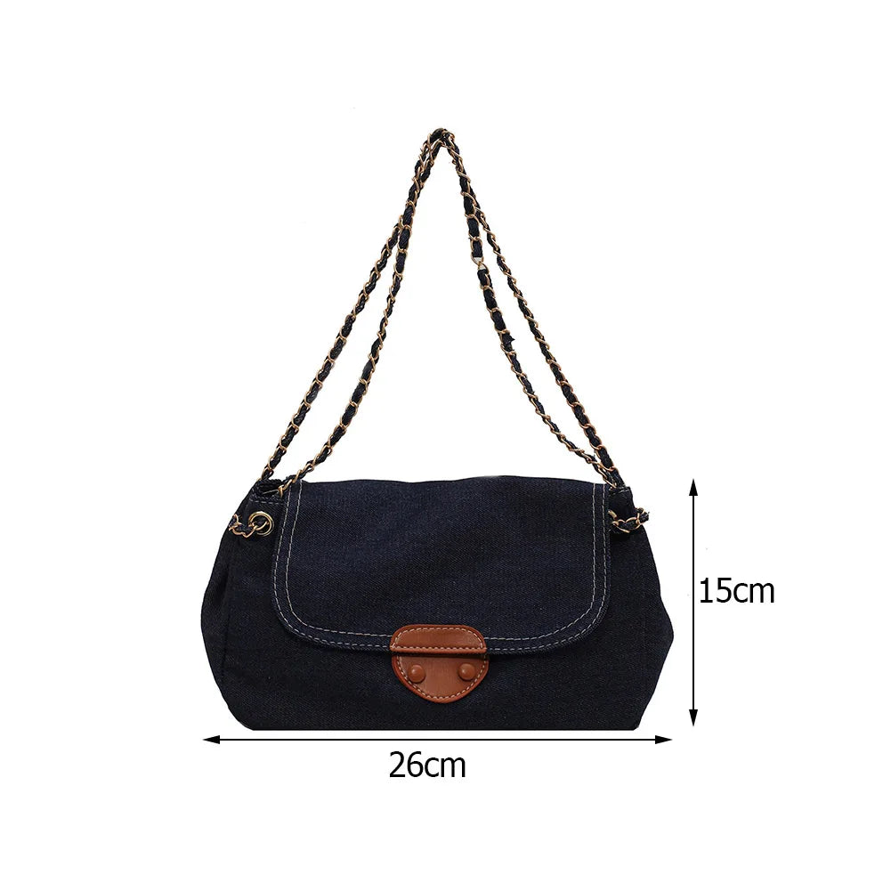 Vintage Women Denim Shoulder Crossbody Messenger Bag Flap Purse Handbags