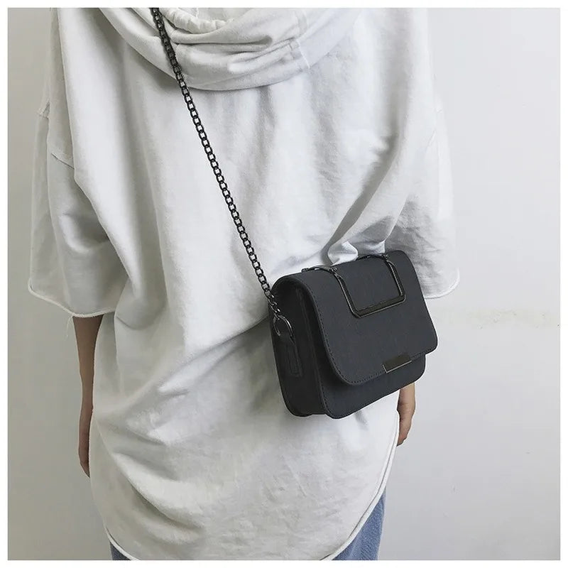 Vintage Leather Messenger Bag Small Flap Solid Shoulder Crossbody