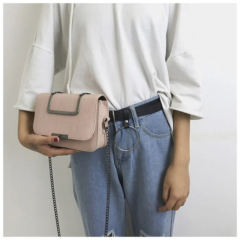 Vintage Leather Messenger Bag Small Flap Solid Shoulder Crossbody