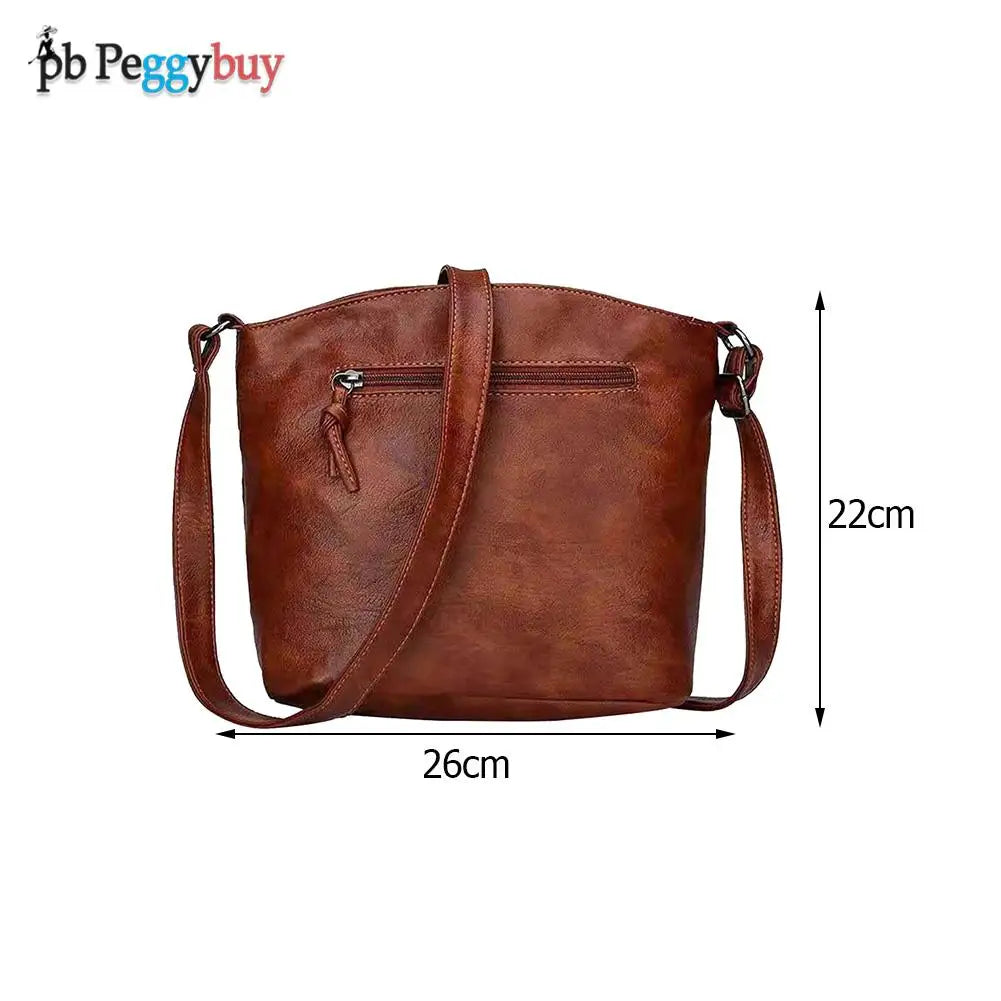 Vintage Women PU Leather Layers Shoulder Crossbody Messenger Bag