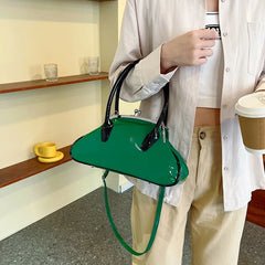 Vintage Women Shell Handbag Kiss Lock PU Leather Clip Bags