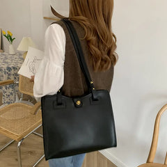 Vintage Women Shoulder Bag Large Capacity Solid PU Leather Female Casual