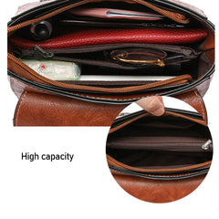 Vintage Women Shoulder Bag Solid Crossbody Bag PU Leather Solid Small Purse