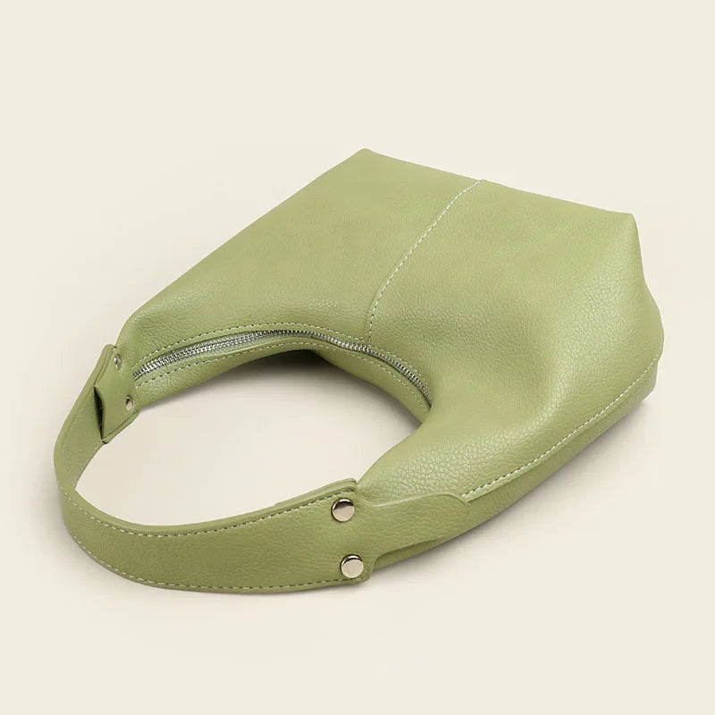 Vintage Women Shoulder Bag Solid PU Leather Under Arm Bags Soft Leather Hobo Sho