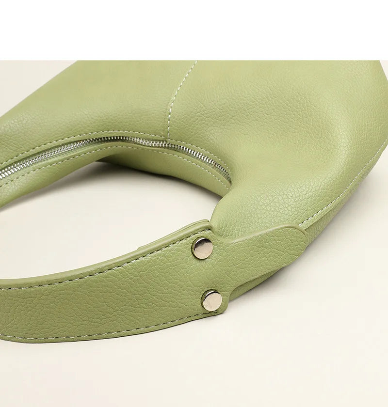Vintage Women Shoulder Bag Solid PU Leather Under Arm Bags Soft Leather Hobo Sho