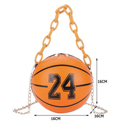 Vintage Women Shoulder Bag Digital Printing PU Ball Single Chain Crossbody