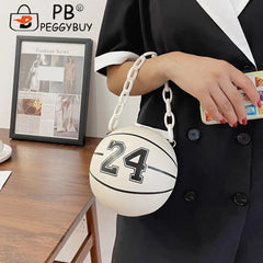 Vintage Women Shoulder Bag Digital Printing PU Ball Single Chain Crossbody