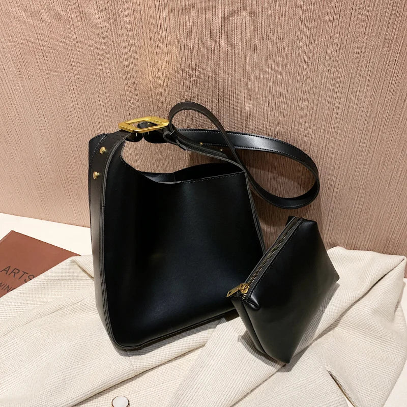 Vintage Shoulder Bag Set Large Bucket Handbag Crossbody Messenger Bag