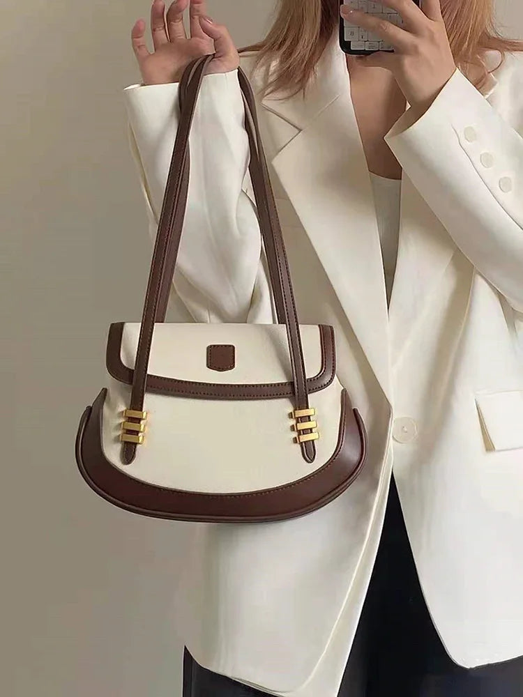 Vintage Women Shoulder Bags High Contrast Underarm Bag Ladies Commuter Handbag