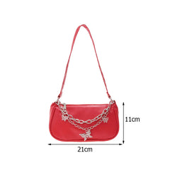 Vintage Women Square Bags Butterfly Double Chain Shoulder Underarm Bag