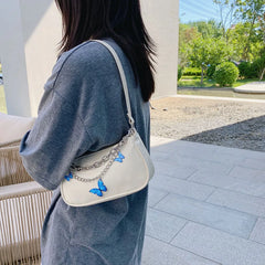 Vintage Women Square Bags Butterfly Double Chain Shoulder Underarm Bag