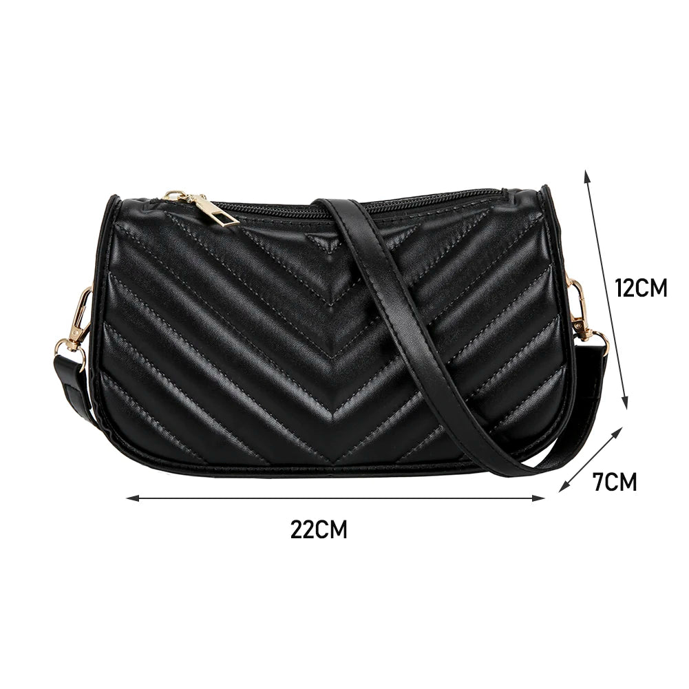 Vintage Women Weave Pattern Shoulder Underarm Bag Casual Ladies PU Leather Purse