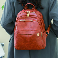 Vintage Women's Leather Backpack Large Capacity Female Bagpack