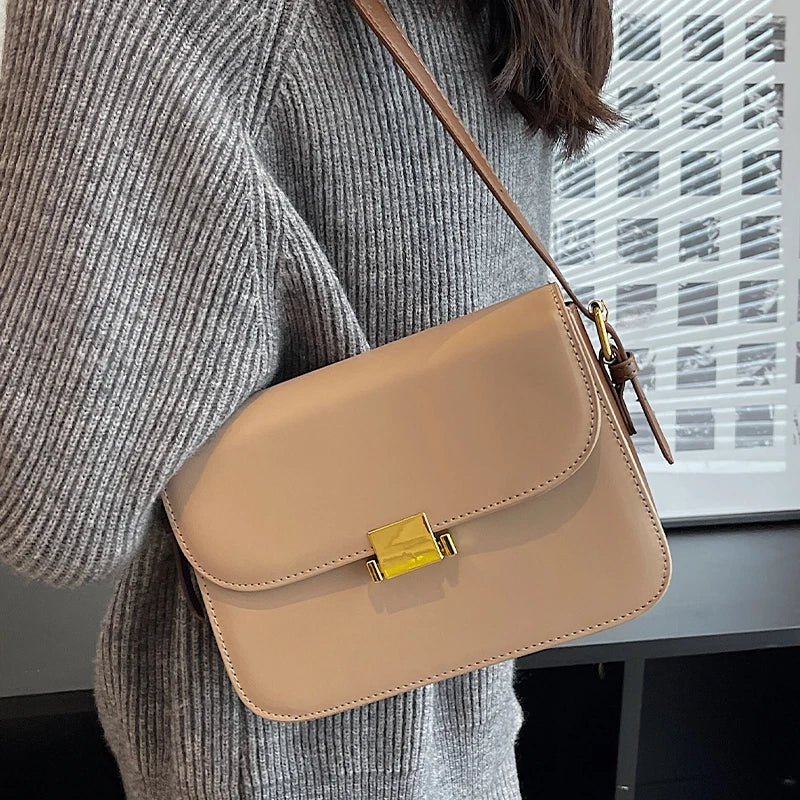 Vintage Women's Square Handbag Autumn Winter Texture Pu Shoulder Bag