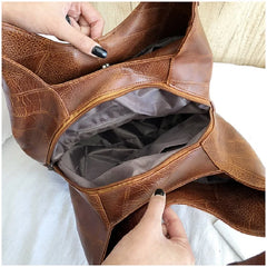 Vintage Women's Handbag Top-Handle Bag High-Quality Leather
