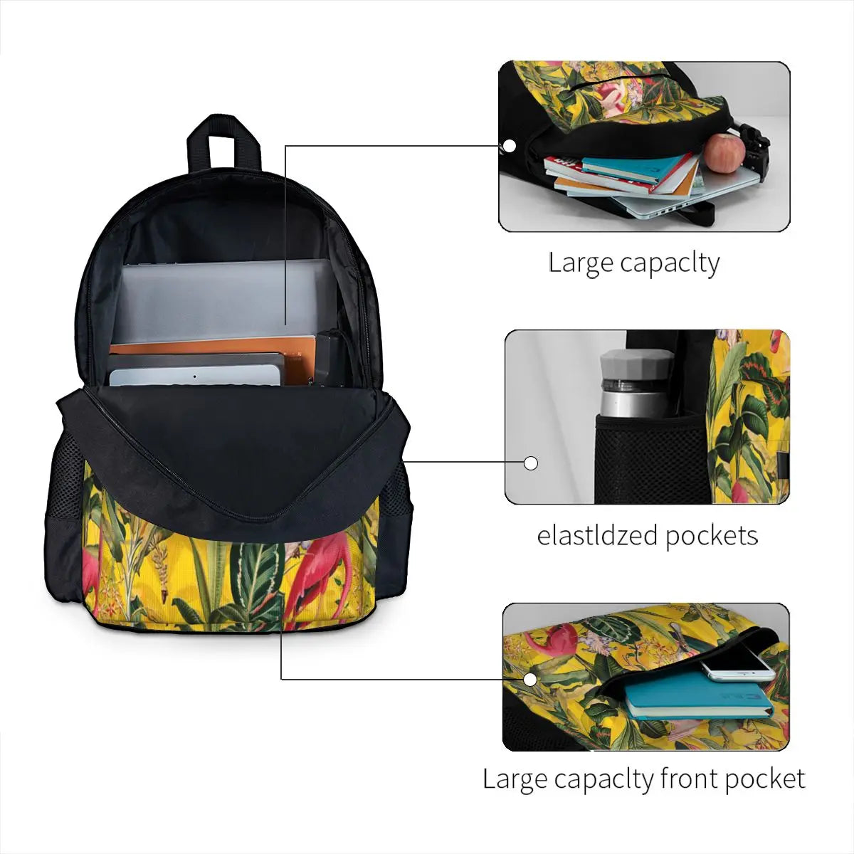 Vintage Yellow Tropical Bird Jungle 2 Backpacks Men's & Women's Bags
