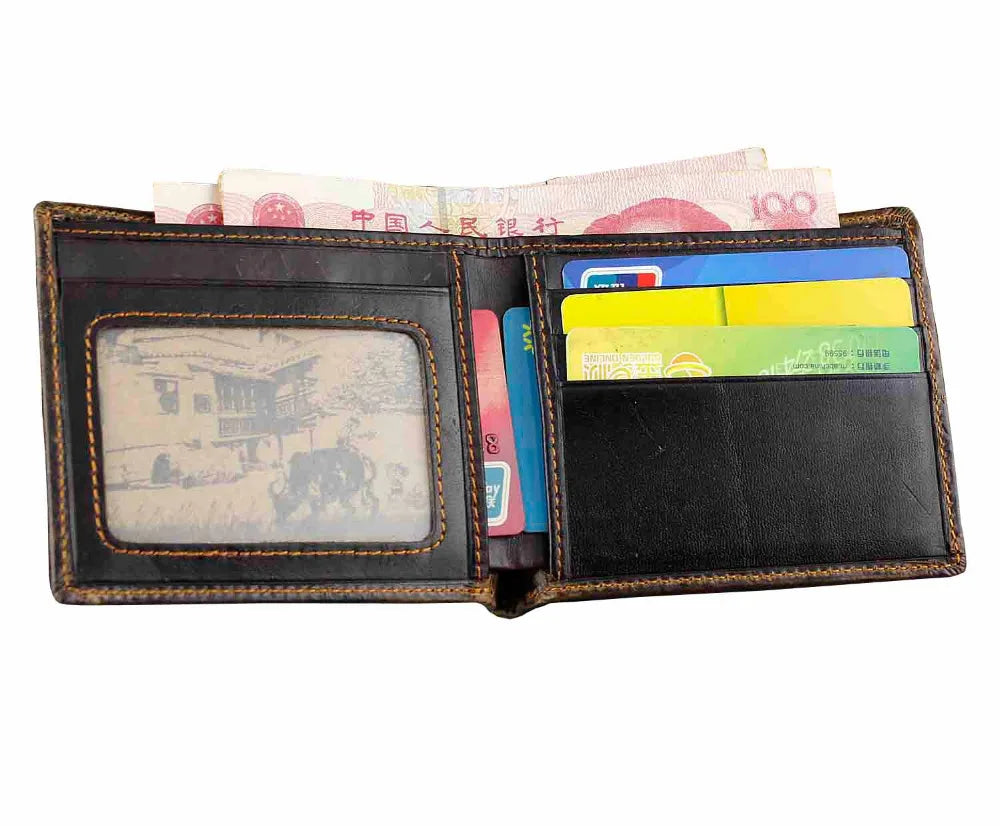 Vintage cow leather wallets for Men Cow pattern