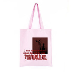 Vintage Letter Print Gothic Canvas Shoulder Bag