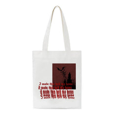 Vintage Letter Print Gothic Canvas Shoulder Bag