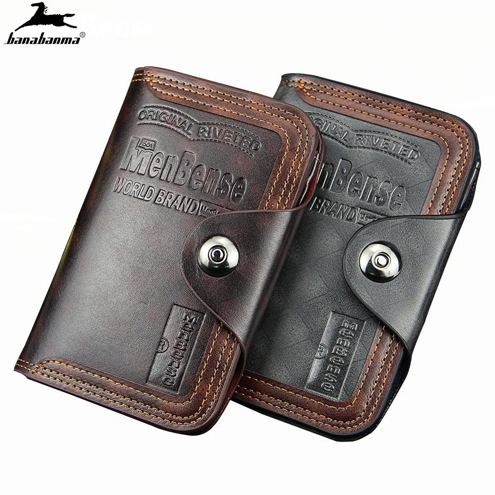 Vintage Men's Wallet Natural Leather Compartment Purse