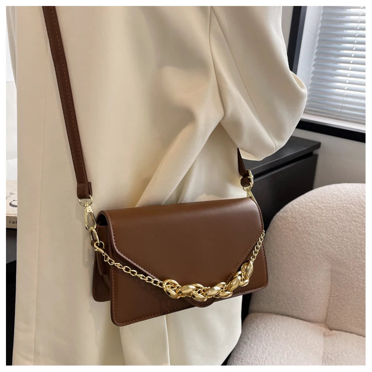Vintage Handbag Chain Women's Textured One Shoulder Messenger Bag