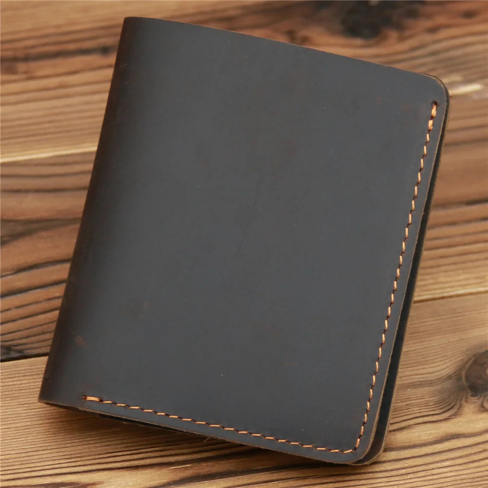 Vintage Men's Leather Wallet Money Clip Crazy Horse Skin Driving Leather
