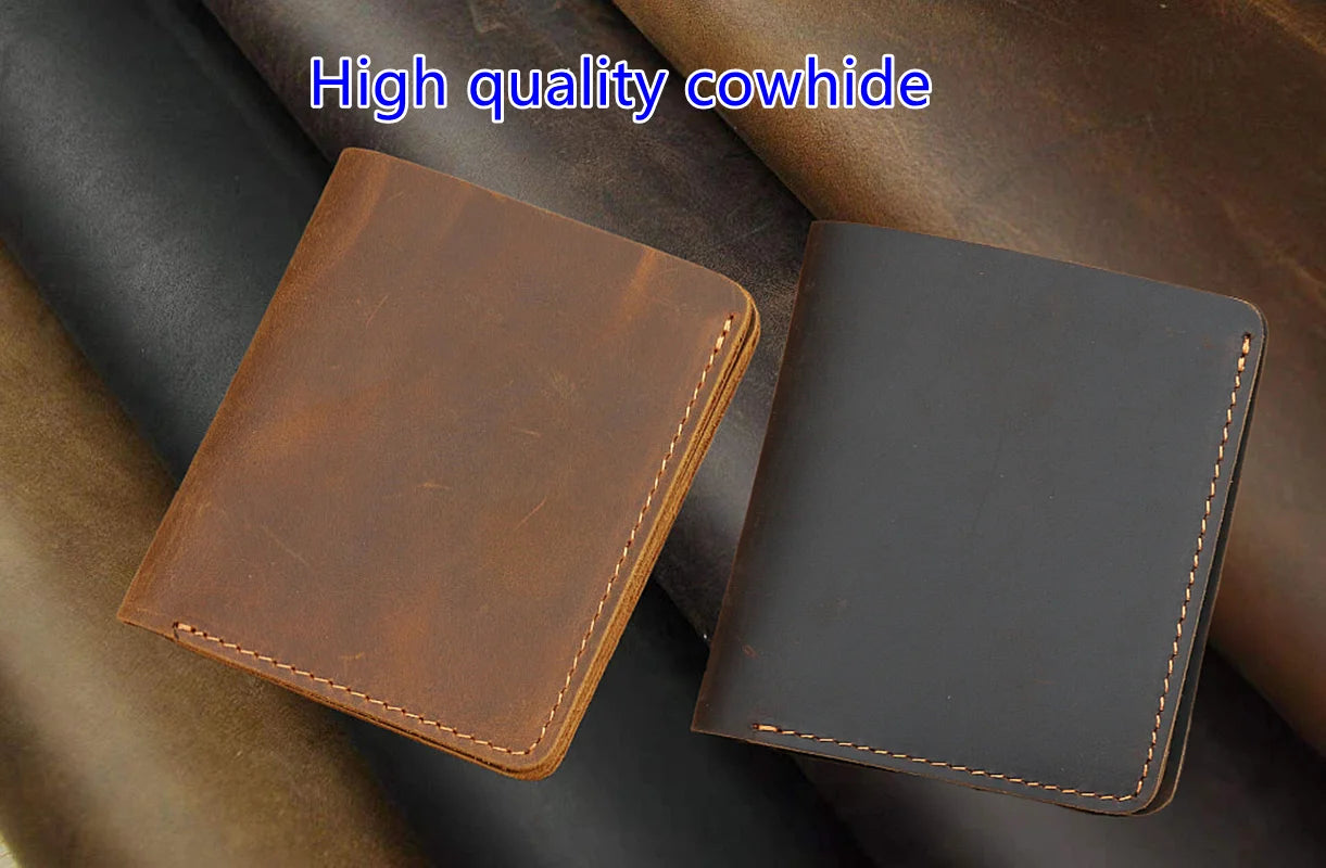 Vintage Men's Leather Wallet Money Clip Crazy Horse Skin Driving Leather