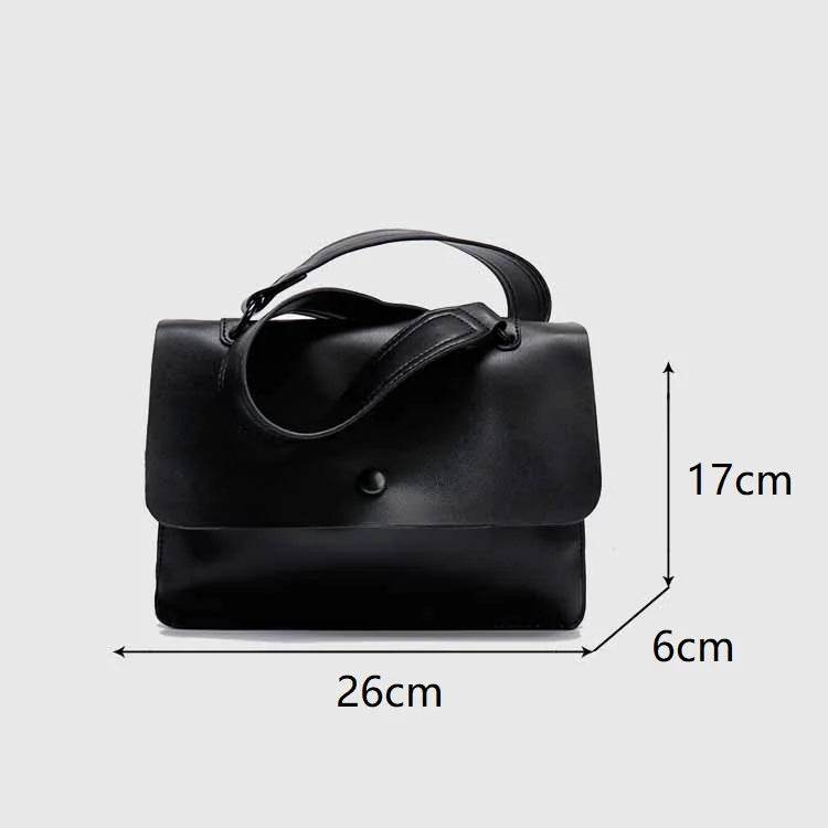 Vintage Women Shoulder Bag Pu Leather Handbags Wide Straps Messenger Bag