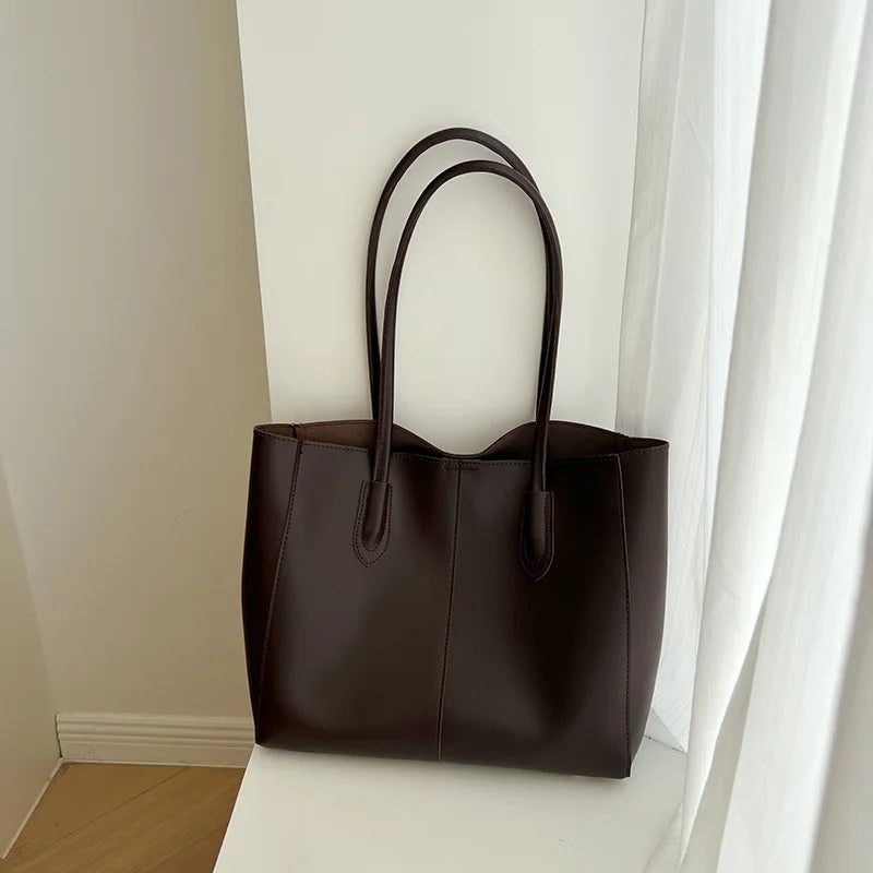 Vintage Women Big Totes PU Leather Handbag Large Capacity Shoulder Bag