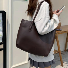 Vintage Women Big Totes PU Leather Handbag Large Capacity Shoulder Bag