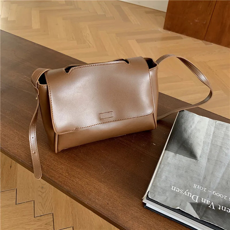 Vintage Women Shoulder Bag PU Leather Handbags Big Totes Solid Ladies Hand Bag