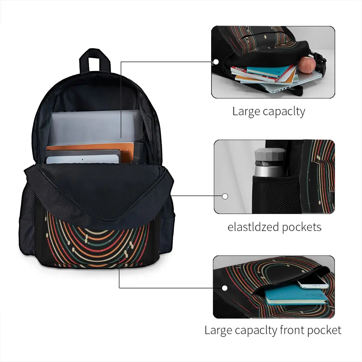 Vinyl Music Metro Record Map Backpacks for Men and Women