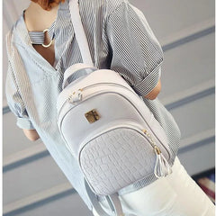 Sequined Leather School Backpack for Teen Girls