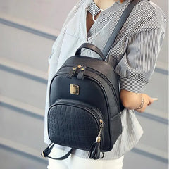 Sequined Leather School Backpack for Teen Girls
