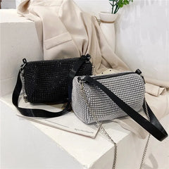 Autumn Rhinestone Women's Bucket Bag Light Diamond Handbags Chain Messenger Bag