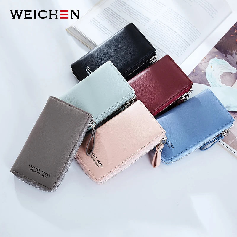WEICHEN Lady Key Wallet PU Leather Zipper Girl Housekeeper