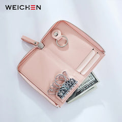 WEICHEN Lady Key Wallet PU Leather Zipper Girl Housekeeper