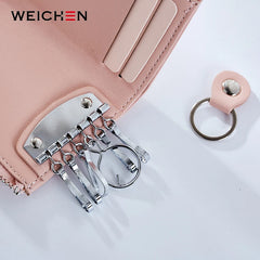 WEICHEN Lady Key Wallet PU Leather Zipper Girl Housekeeper