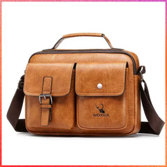WEIXIER Coffee PU Leather Men Crossbody Bag Shoulder Bags