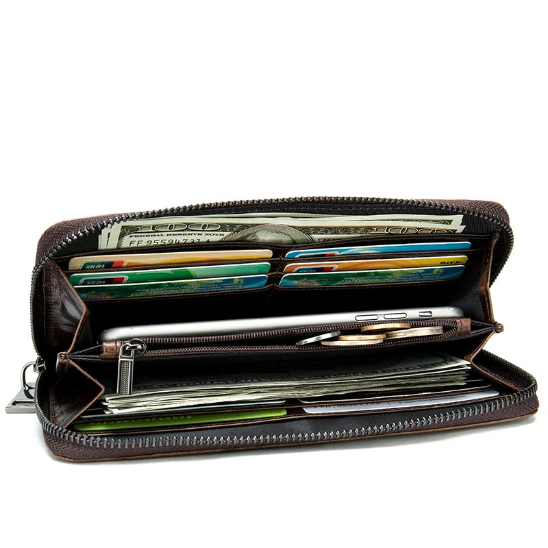 Men's Crocodile Pattern Leather Clutch Bag for Money and Cards